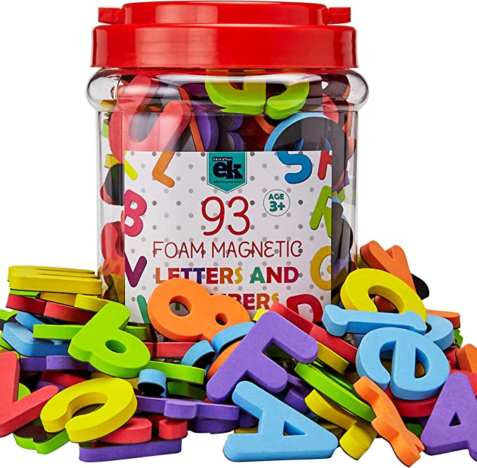 Photo 1 of agnetic Foam Letters and Numbers Premium Quality ABC, 93 Foam Alphabet Magnets | Educational Toy for Preschool Learning, Spelling, Counting in Canister