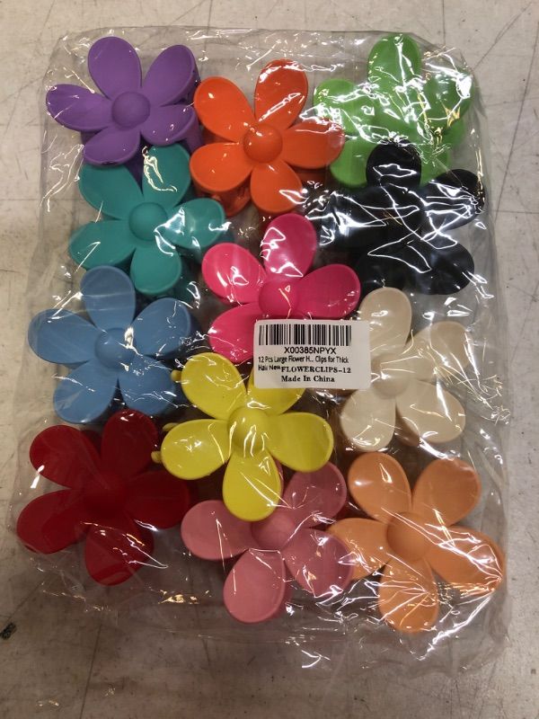 Photo 3 of 12 Pieces Flower Claw Clips Large Hair Jaw Clips for Women Girls Thick Hair 12 Colors Matte Big Hair Claw Clips Non Slip Strong Hold Hair Catch Clamps Barrettes Headwear Accessories for Thin Hair