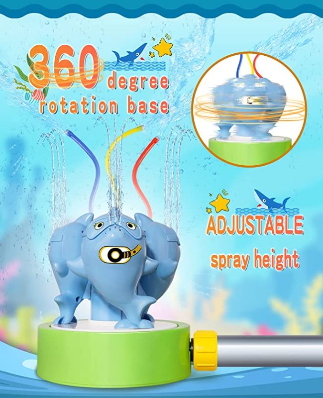 Photo 3 of BROADREAM Sprinkler for Kids, Outdoor Water Toys for Toddlers Ages 3+ Boys Girls Summer Backyard Garden Splash Play Shark Sprinkler with Wiggle Tubes Sprays Up to 10ft High and 16ft Wide