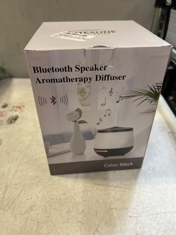 Photo 2 of 300ml Essential Oil Diffuser with Bluetooth Speaker, Remote Control, 6 Timers, 8 Colors Light, Auto-Off for Home Office***COLOR BLACK - FACTORY SEALED