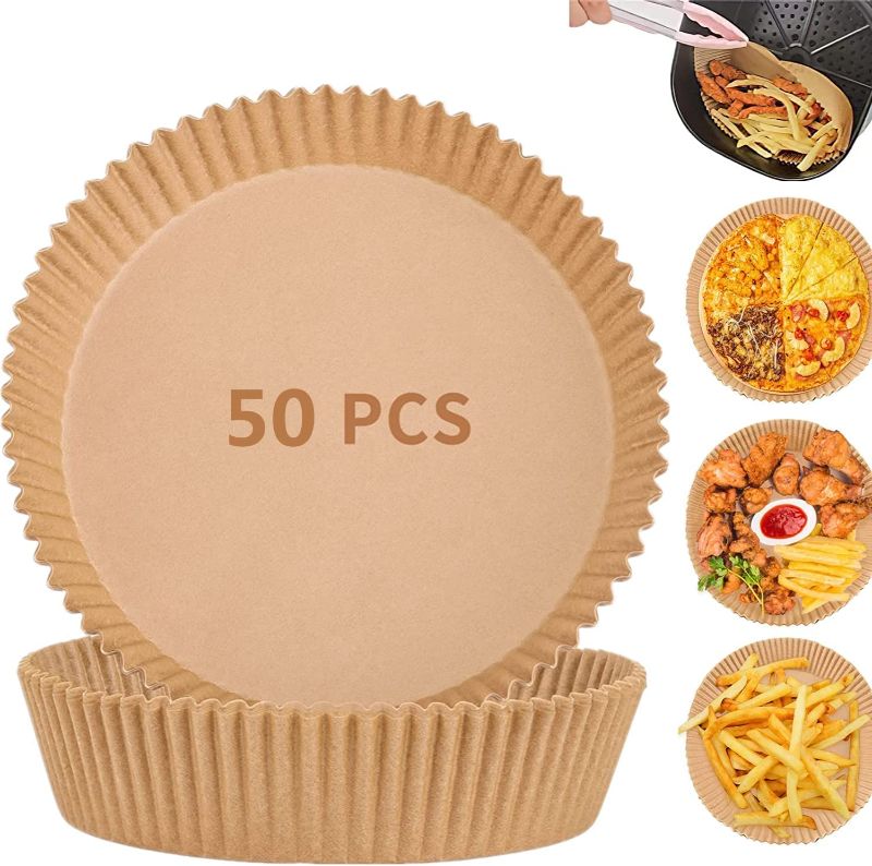 Photo 1 of Air Fryer Disposable Paper Liner, Non-Stick Air Fryers Oven Accessories Parchment Paper Basket, Baking Paper No Burn, Easy Cleanup Air Fryer Liners Round for Baking Roasting