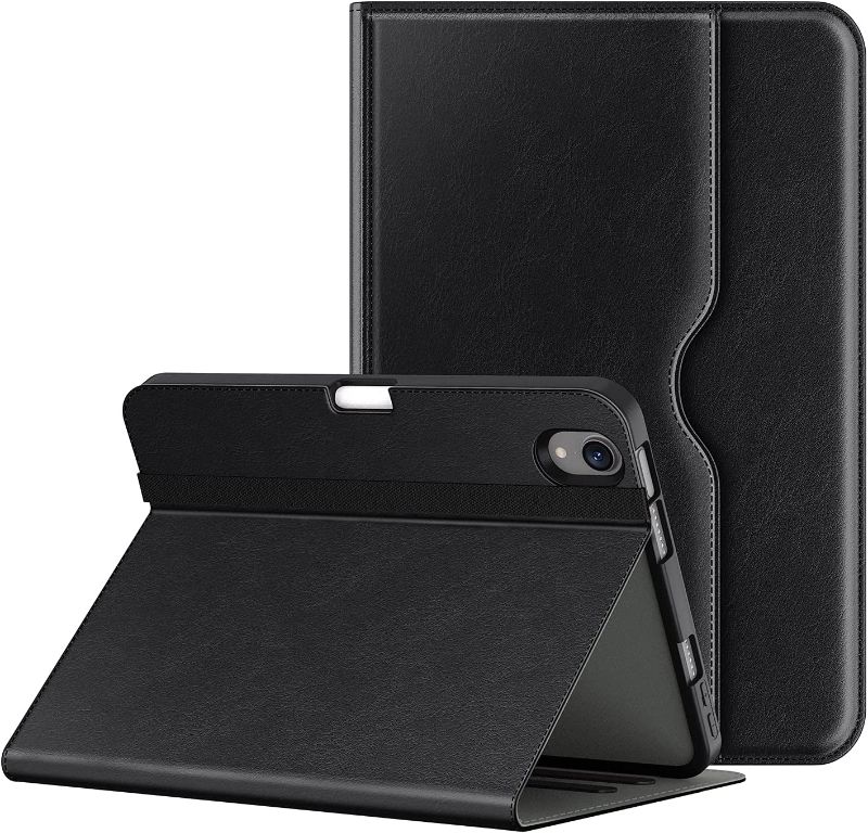 Photo 1 of Soke iPad Mini 6 case 2021 6th Generation, Premium PU Leather Folio Stand Case, Multi-Viewing Angles, Shockproof TPU Back Cover with Pocket,Pencil Holder,Auto Sleep/Wake for iPad Mini 8.3 Inch(Black)
