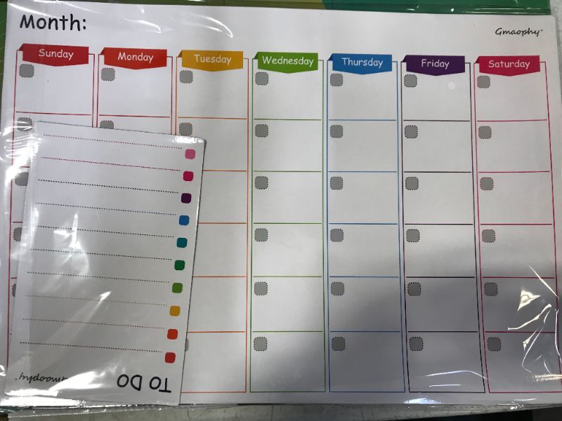 Photo 1 of 3 Pcs Magnetic Dry Erase Calendar Whiteboard, Magnetic Calendar White Board for Refrigerator with 10 Markers, Monthly Weekly Organizer Daily Notepad, Kitchen Fridge Planners, Family Calendar
