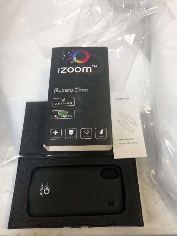 Photo 2 of iZoom iPhone X/XS Battery Case Ultra-Slim, Portable Travel Charging Cover | Light Drop & Scratch Protection | Rechargeable 5000 mAh Power | Peripheral Support
