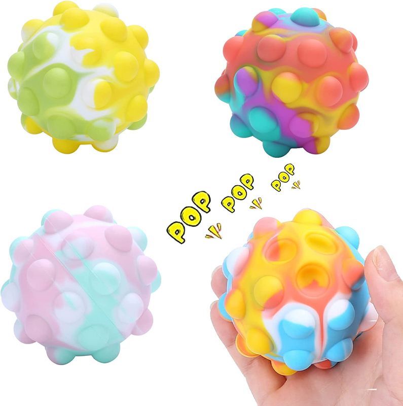 Photo 1 of 4 PCS Pop Fidget Ball Its Toys, 3D Anti-Pressure Squeeze Pop Ball It Fidget Toys BPA Free Food Grade Silicone Sensory Toys Stress Balls for Kids Adults
