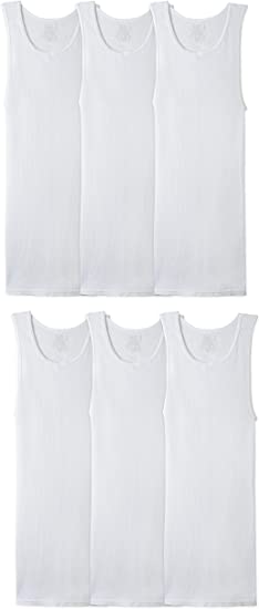 Photo 1 of Fruit of the Loom Men's Tag-Free Tank A-Shirt PACK OF 6 SIZE LARGE
