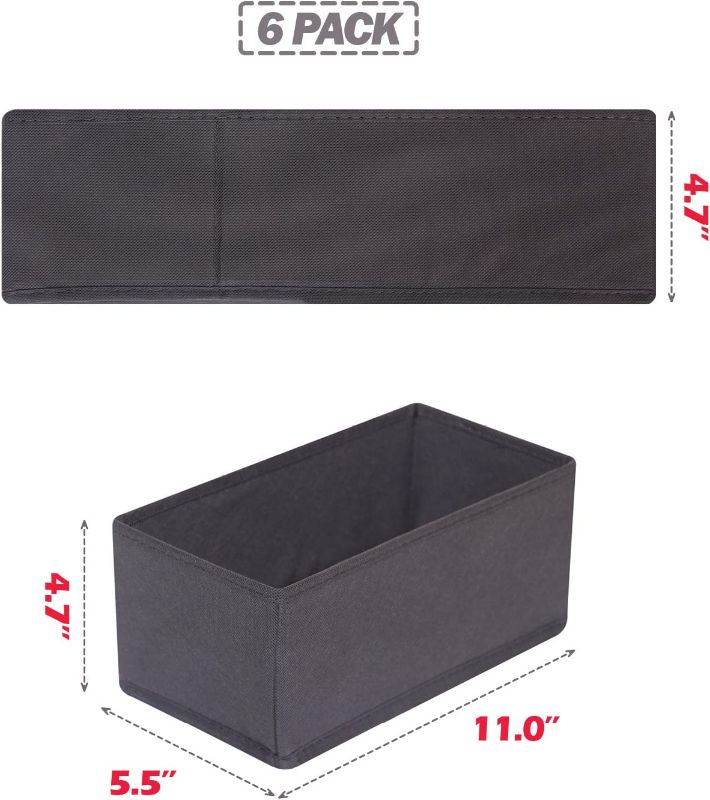 Photo 1 of  6 Pack Foldable Cloth Storage Box Closet Dresser Drawer Organizer Divider Fabric Baskets Bins Containers for Clothes Underwear Bras Socks Lingerie Clothing, Dark Grey 060