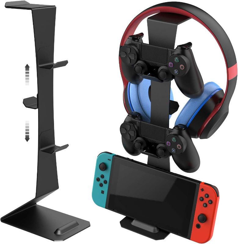 Photo 2 of MiiKARE Controller Holder, Adjustable Controller Headphone Stand with Magnetic Hook, Aluminum Game Controller Headphone Holder for Xbox, Nintendo Switch, PS5, PS4, N64 and Gaming Accessories - Black