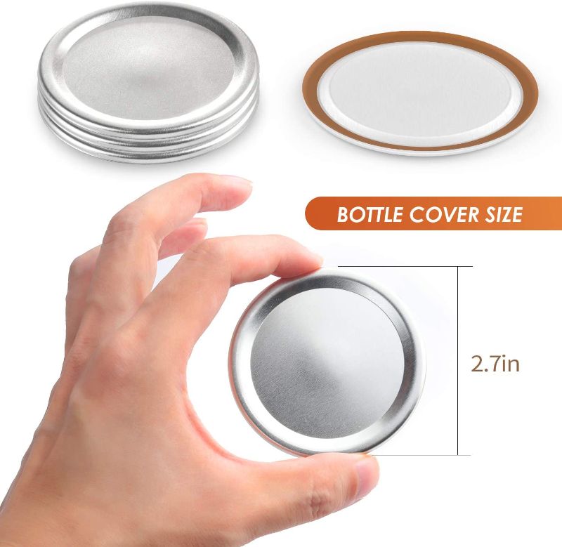 Photo 2 of 2 COUNT 48-Count Aebor Canning Lids, Mason jar Lids Regular Mouth Canning Lids for Ball Canning  jars Split-Type Lids Leak Proof and Secure, 100% Fit & Airtight, Small Mouth Canning Lids Regular Mouth(70mm)