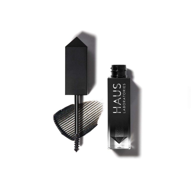 Photo 1 of HAUS LABORATORIES By Lady Gaga: RISQUÉ BROW & LASH SPARKLE TOPPER, Brow Gel & Mascara in Black Sparkle, Long Lasting & Buildable Eye Makeup, Vegan & Cruelty-Free, 0.10 Fl. Oz