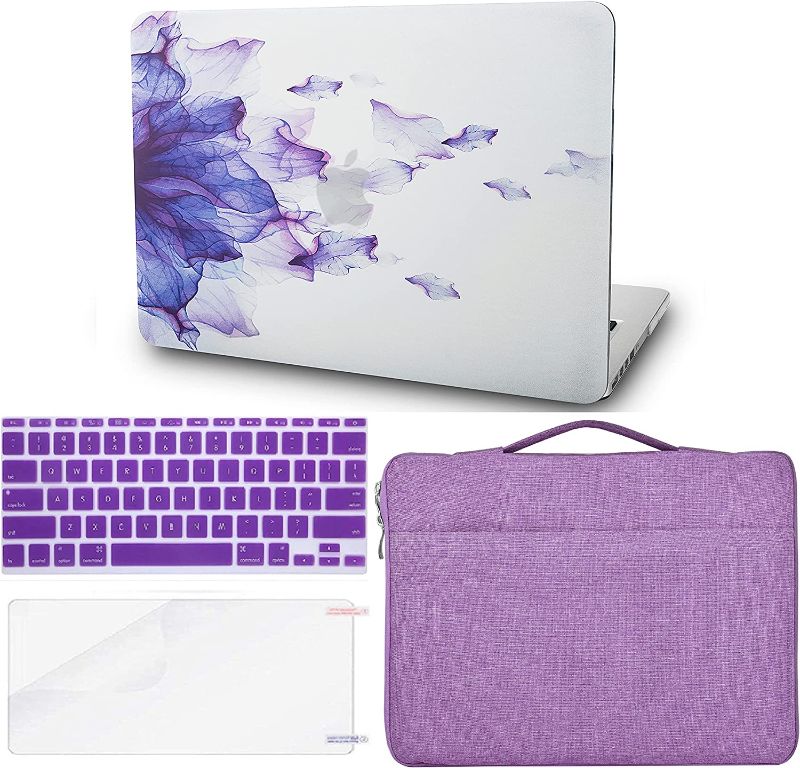 Photo 1 of KECC Compatible with MacBook Air 13 inch Case 2022 2021 2020 A2337 M1 A2179 + Touch ID Protective Plastic Hard Shell + Keyboard Cover + Sleeve Bag + Screen Protector (Purple Flower)