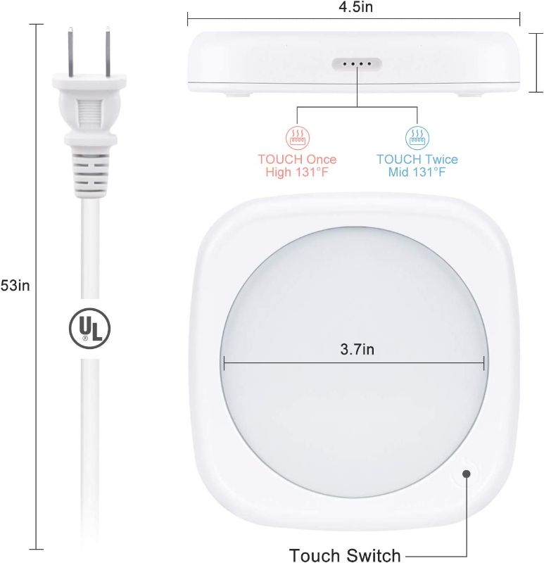 Photo 2 of Coffee Warmer with Automatic Shut Off for Office Home Use, Electric Cup Beverae Plate for Candle, Water, Cocoa, Milk (White)