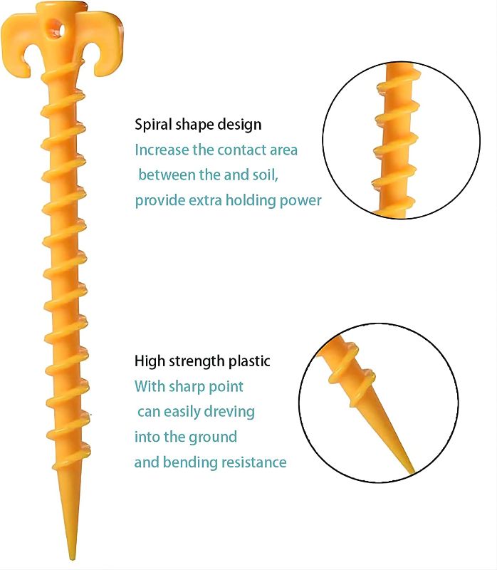 Photo 1 of Beach Tent Stakes ?6 Pack??Sand Stakes?Tarp Stakes? Camping Stake 7.9" Plastic Spiral Ground Anchor Tent Pegs Spike Hook for Camping Outdoor Accessorie, Beach Stakes for Sand?Garden Lawn Stake