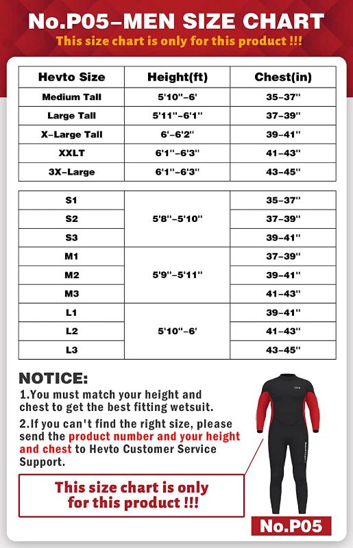 Photo 2 of Hevto Wetsuits Plus Size Men and Women 3/2mm Neoprene Full Scuba Diving Suits Surfing Swimming Keep Warm Back Zip for Water Sports SIZE MEDIUM TALL 