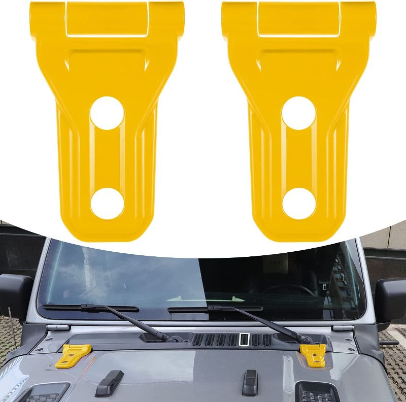 Photo 1 of Bonbo Engine Hood Hinge Trim Cover Exterior Accessories Decoration for 2018-2021 Jeep Wrangler JL JLU Sports Sahara Freedom Rubicon Unlimited Gladiator JT 2PCS (Yellow)
