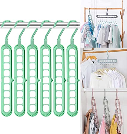 Photo 1 of Closet Organizers and Storage,6 Pack Sturdy Hangers for Closet Organizer, Dorm Room Essentials, Closet Storage, Magic Space Saving Hanger for Wardrobe Heavy Clothes (6 Pcs, Green)
