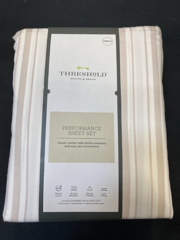 Photo 1 of 400 Thread Count Striped Performance Sheet Set - Threshold™
, SIZE TWIN XL 