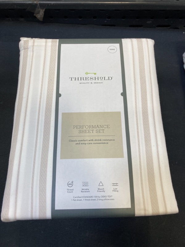 Photo 2 of 400 Thread Count Striped Performance Sheet Set - Threshold™
, KING 