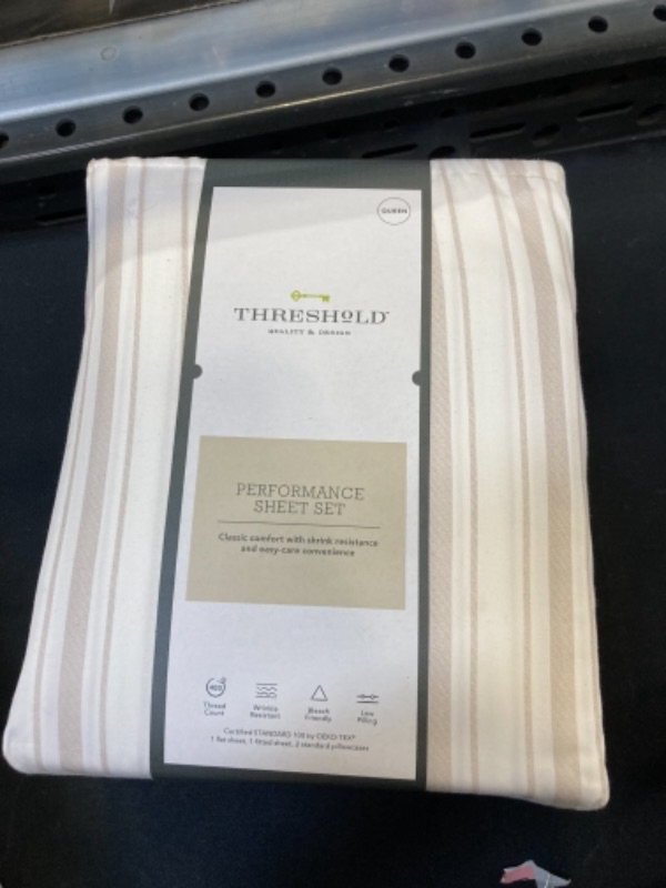 Photo 2 of 400 Thread Count Striped Performance Sheet Set - Threshold™
, QUEEN 