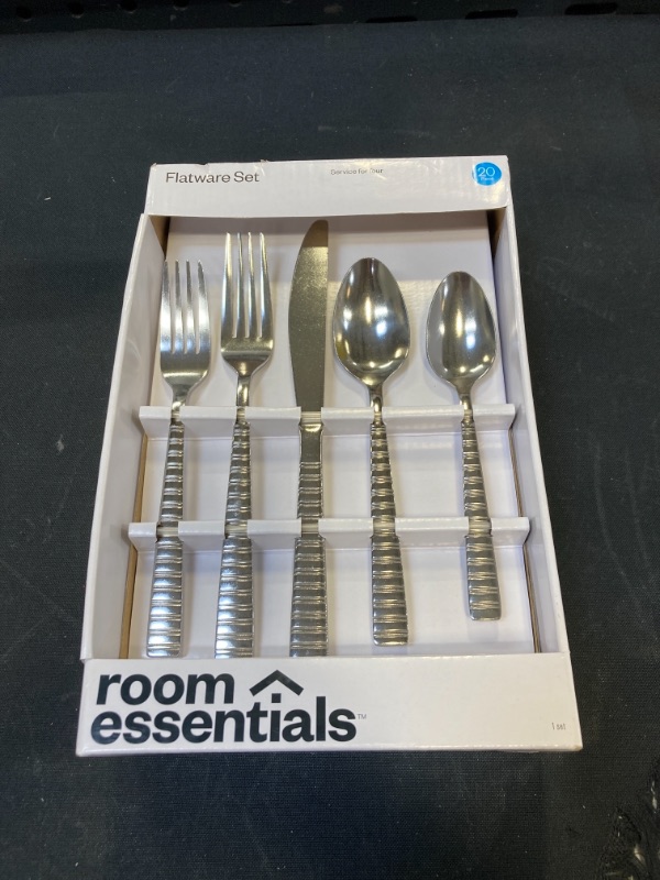 Photo 2 of 20pc Stainless Steel Striped Silverware Set - Room Essentials™
