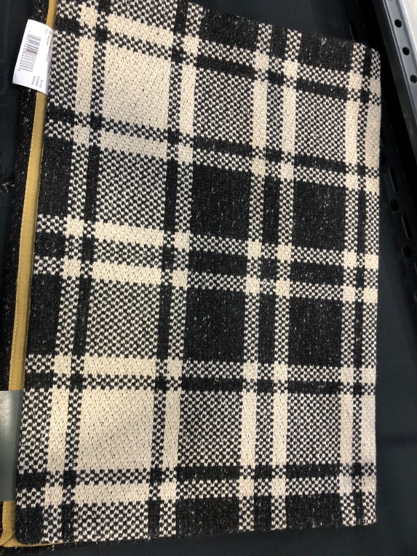 Photo 2 of 2'x3' Indoor/Outdoor Woven Tapestry Plaid Rug Black - Threshold
