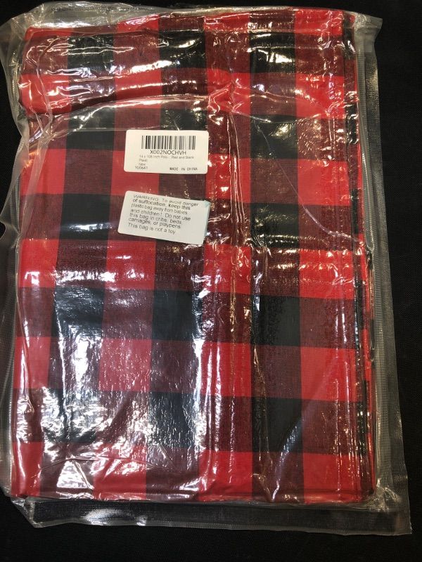 Photo 2 of 14 x 108 Inch Poly-Cotton Table Runners Buffalo Plaid Table Runners and 4 Pieces 18 x 18 Inch Washable Plaid Table Napkins Plaid Dinner Napkins for Christmas Thanksgiving Party (Red and Black Plaid)