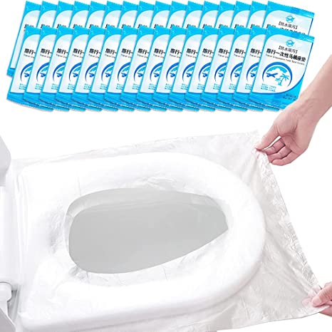 Photo 1 of 100 Pcs Disposable Plastic Toilet Seat Covers,Portable Travel Potty Seat Protectors for Toddler Potty Training,Pregnant Mom,Adult,Individually Wrapped