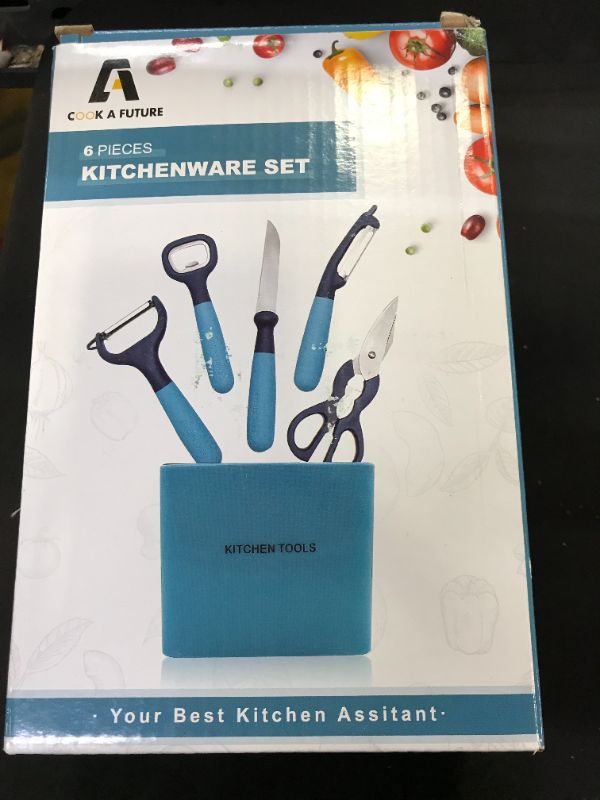 Photo 2 of 6-Piece Kitchen Paring Knife Set, COOK A FUTURE Includes 2 Paring Knives, 1 Corkscrew, 1 Fruit Knife, 1 Scissors And 1 Storage Base, Which Can Be Used For Peeling And Cutting Fruits And Vegetables
