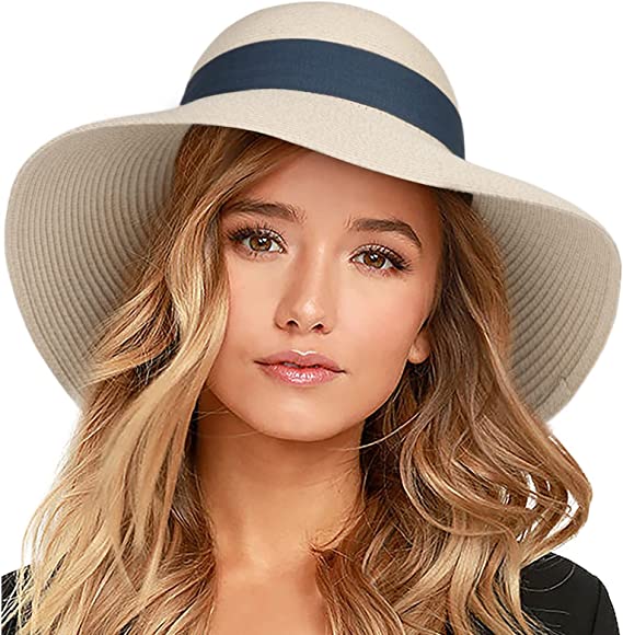 Photo 1 of FURTALK Womens Beach Sun Straw Hat UV UPF50 Travel Foldable Brim Summer UV Hat  LARGE