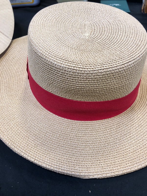 Photo 2 of FURTALK Straw Beach Sun Hats for Women Men Summer Fedoras Boater Hat Packable SPF UV Protection Hats for Women Travel   (2ND PHOTO IS ACTUAL ITEM)
