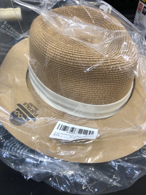 Photo 2 of FURTALK Straw Beach Sun Hats for Women Men Summer Fedoras Boater Hat Packable SPF UV Protection Hats for Women Travel