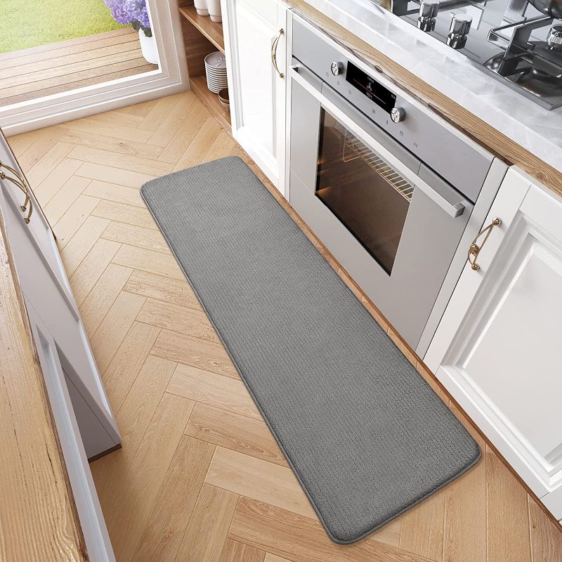 Photo 1 of Color G Kitchen Runner Rug, Kitchen Rugs and Mats Non Skid Washable, Kitchen Floor Mat, Easy to Clean Kitchen Sink Mats Comfort Standing Mat for Kitchen, Floor, Office, Sink, Laundry, 17"x39", Grey