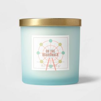 Photo 1 of 15oz Lidded Glass Jar 2-Wick Candle Ferris Wheel Graphic Label On The Boardwalk Light Mint Green - Opalhouse™

