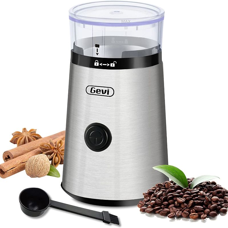 Photo 1 of Gevi Coffee Grinder, 12 Cup Stainless Steel Coffee Bean Grinder with 1 Removable Stainless Steel Bowl, Silver
