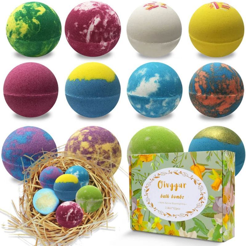Photo 1 of Bath Bombs for Women - Stress Relief for Women Bath Bubbles for Kids Essential Oil Bath Bomb Kids Bath Bombs Perfect for Moisturizing Skin Gifts Set for Girlfriend Birthday Valentines Christmas 12pcs
