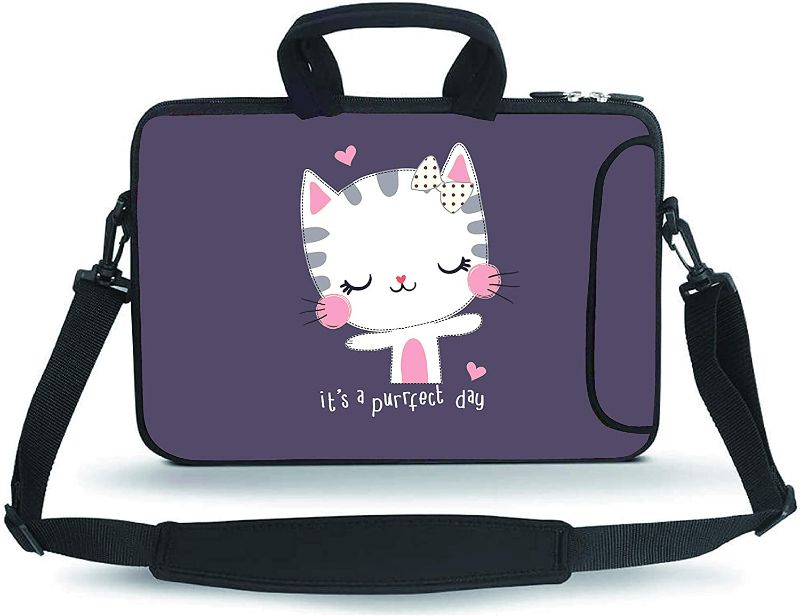 Photo 1 of 11 11.6 12 12.5 13 inches Case Laptop/Chromebook/Ultrabook/MacBook pro air Notebook PC Messenger Bag Tablet Travel Case Neoprene Handle Sleeve with Shoulder(Cute Cat)
