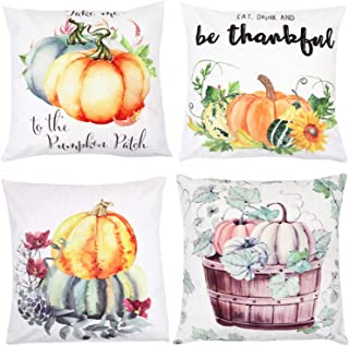 Photo 1 of 
Autumn Pumpkin Fall Decorative Throw Pillow Covers 18 x 18 Inch Set of 4,ZUEXT Cotton Blend Square Farmhouse Pillowcases Cushion Cover for Car Bed Couch