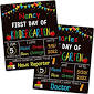 Photo 1 of 2 Pack First Day of School Board 10"x12" Last Day Chalkboard Signs Reusable Double Sided Back to School Board Signs for Kids Girls Boys 1st Preschool Kindergarten First Grade Photo Props