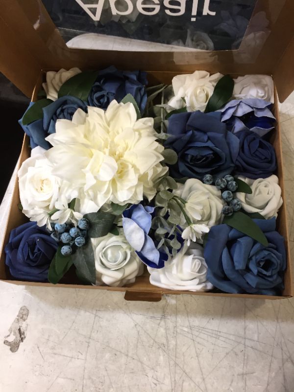 Photo 2 of Apeair Artificial Flower Combo Box, 18 Pcs Navy Blue|White Decorations Fake Flowers