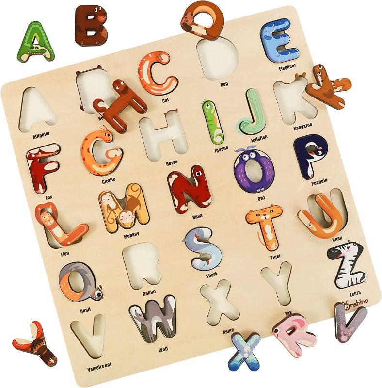 Photo 1 of 3 otters Kids Wooden Puzzles, Alphabet Toys for Toddlers 1-3, Wooden Jigsaw Puzzles