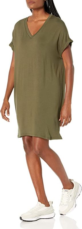 Photo 1 of Daily Ritual Women's Supersoft Terry Deep V-Neck Roll-Sleeve Dress size L 
