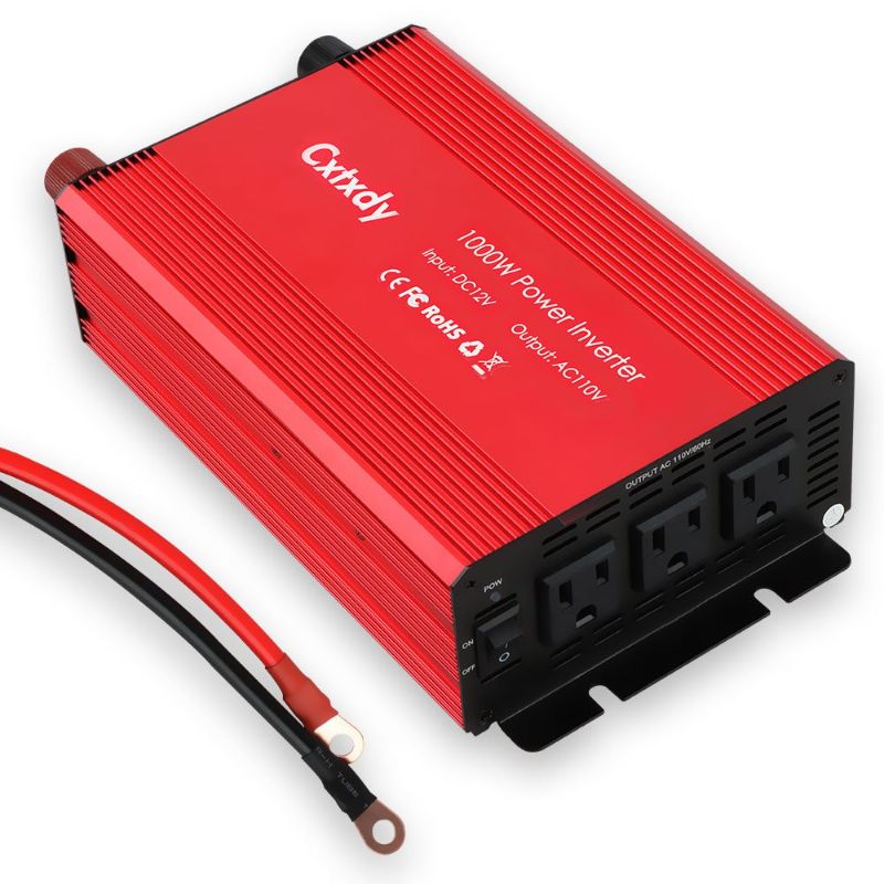 Photo 1 of Cxtxdy 1000W Car Power Inverter DC 12V to 110V 3 AC Outlet Solar Power Converter Appliances