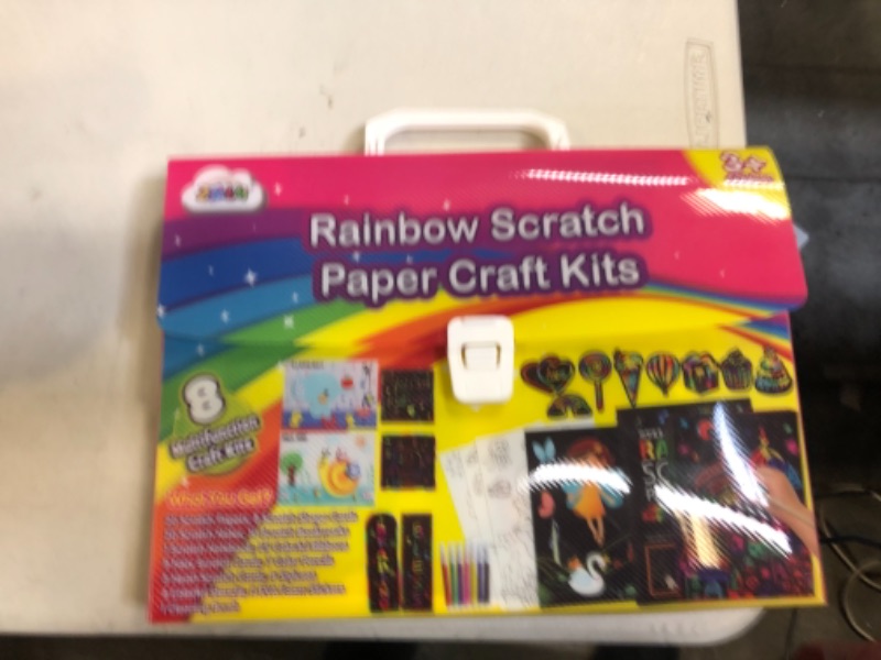 Photo 2 of ZMLM Girls Gift Christmas for Art-Craft Kit: Rainbow Scratch Paper Magic Art Note DIY Party Craft Project Supply Toddler Drawing Activity Kid Travel Toy 3-12 Year Old Birthday Halloween Holiday Gift
