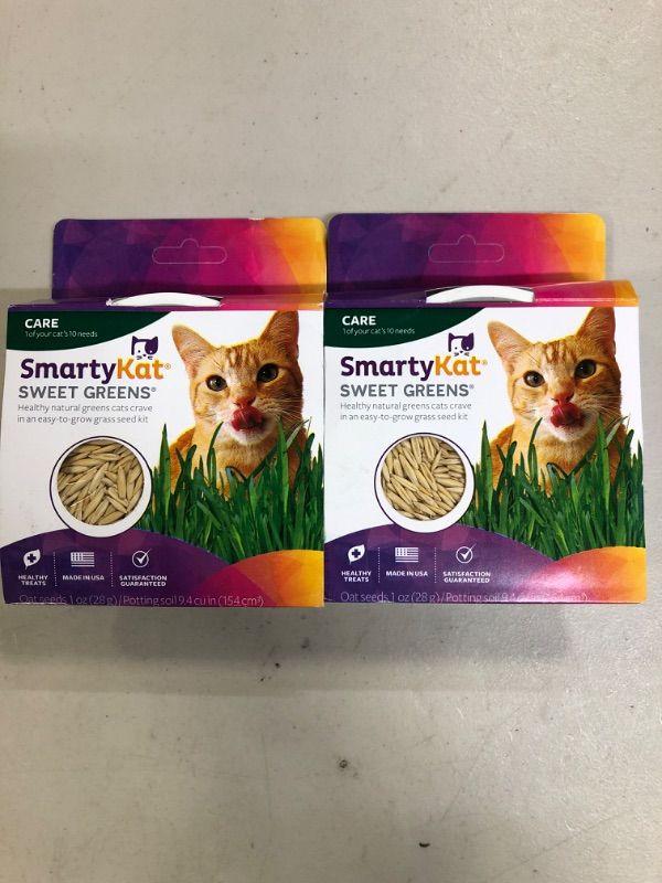 Photo 1 of 2 PACKS- SmartyKat Sweet Greens Organic Oat Grass Cat Grass Grow Kit
