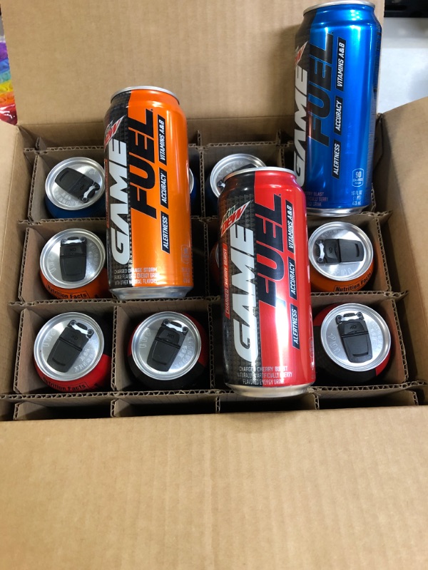 Photo 2 of (12 cans) Mtn Dew Game FUEL, 3 Flavor Variety Pack, 16 fl oz, Assorted Exp Sept 2022