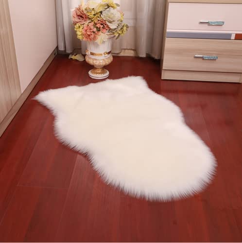 Photo 1 of Bioeilife Faux Sheepskin Fur Rug Soft Chair Cover for Bedroom Sofa Floor (New White)
