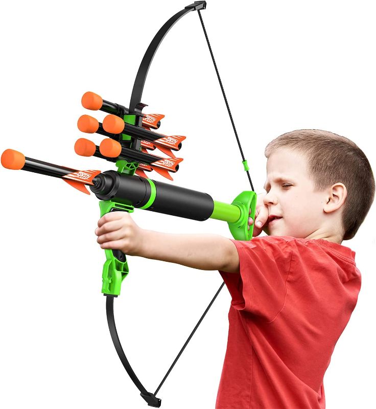 Photo 1 of Bow and Arrow Toys for Kids Ages 8 9 10 11 12 - Outdoor Toy for 6-12 Years Old Boys Girls, Archery Toy Set Shoots Over 15 Feet, Kids Bow and Arrow Set Christmas Birthday Gifts for Boys Girls Kids
