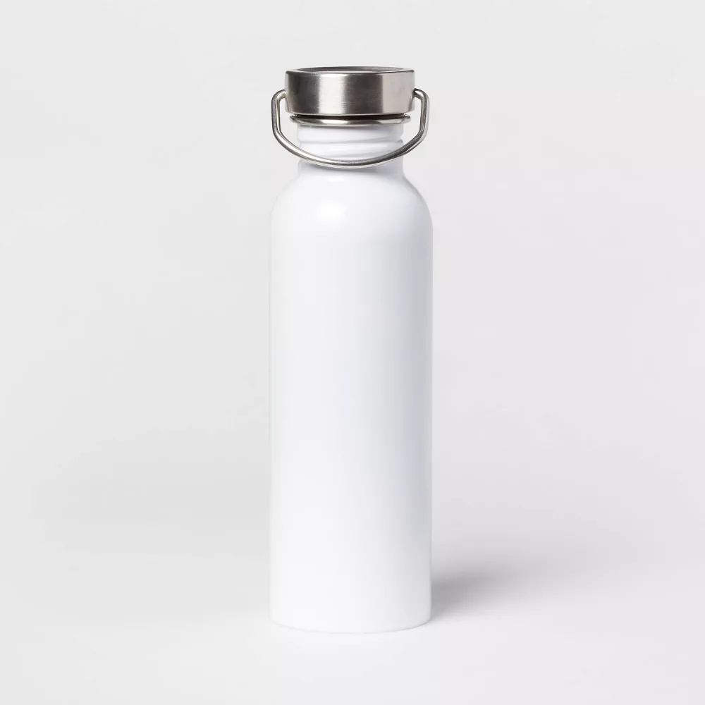 Photo 1 of 24oz Stainless Steel Single Wall Non-Vacuum Chug Water Bottle - Room Essentials™WHITE 
3 PCK

