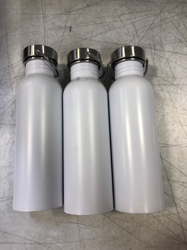 Photo 2 of 24oz Stainless Steel Single Wall Non-Vacuum Chug Water Bottle - Room Essentials™WHITE 
3 PCK

