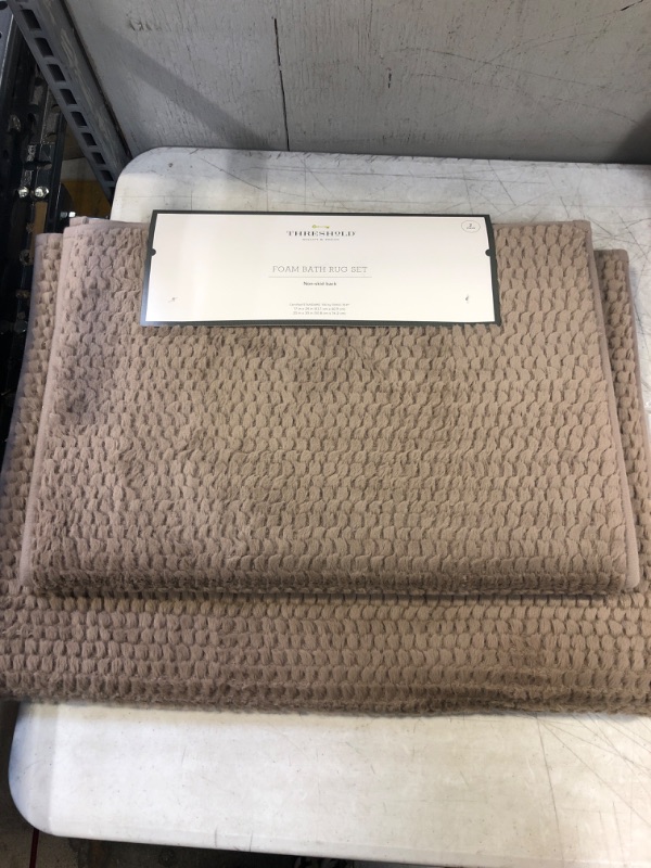 Photo 2 of 2pk Fuzzy Foam Bath Rug - Threshold™ BROWN

